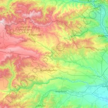 Tetritskaro Municipality topographic map, elevation, terrain