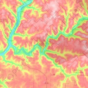 Green Township topographic map, elevation, terrain