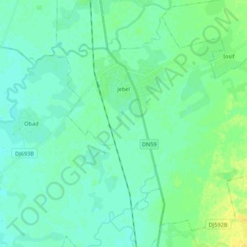 Jebel topographic map, elevation, terrain