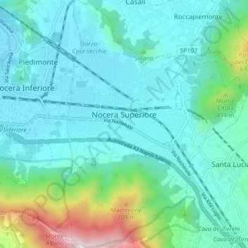Nocera Superiore topographic map, elevation, terrain