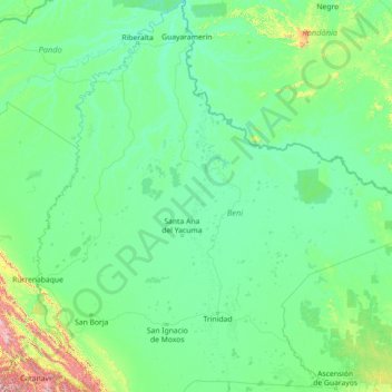 Río Mamoré topographic map, elevation, terrain