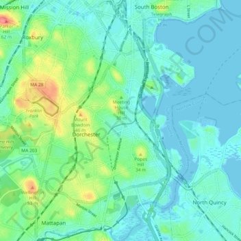 Dorchester topographic map, elevation, terrain