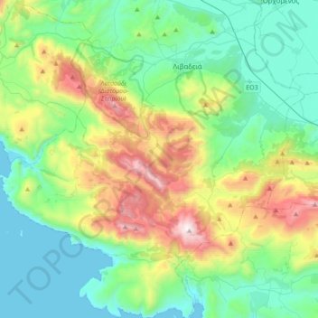 Levadia Municipal Unit topographic map, elevation, terrain