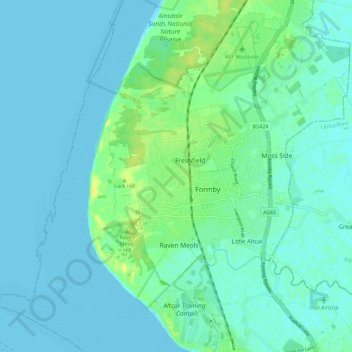 Formby topographic map, elevation, terrain