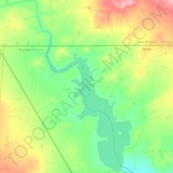 Red Bluff Reservoir topographic map, elevation, terrain