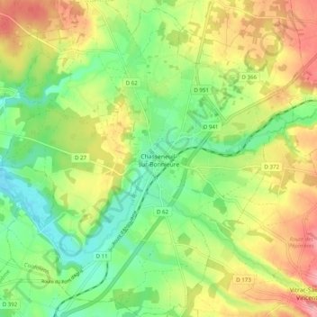 Chasseneuil-sur-Bonnieure topographic map, elevation, terrain