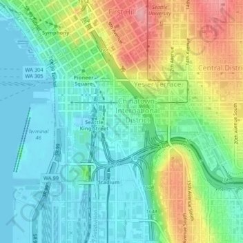 Chinatown topographic map, elevation, terrain