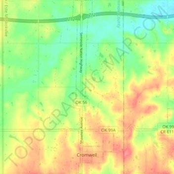 Cromwell topographic map, elevation, terrain