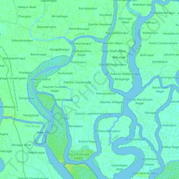 Patharpratima topographic map, elevation, terrain