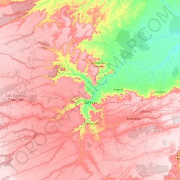 Barreiras topographic map, elevation, terrain