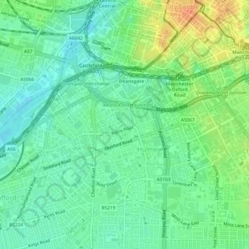 Hulme Park topographic map, elevation, terrain