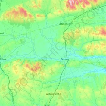 The Municipal District of Fermoy topographic map, elevation, terrain