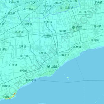 Jinshan District topographic map, elevation, terrain