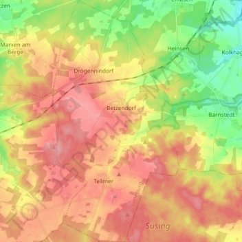 Betzendorf topographic map, elevation, terrain