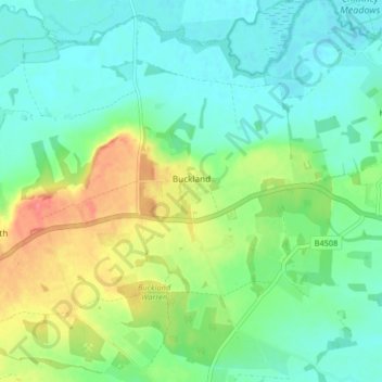 Buckland topographic map, elevation, terrain