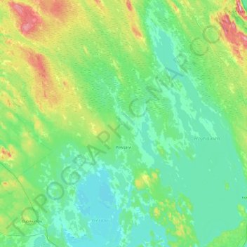 Polvijärvi topographic map, elevation, terrain