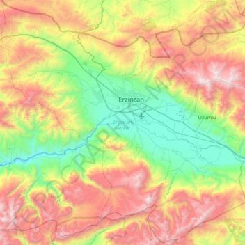 Erzincan Merkez topographic map, elevation, terrain