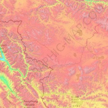 Aksai Chin topographic map, elevation, terrain