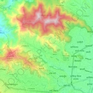 Nagarjun Municipality topographic map, elevation, terrain