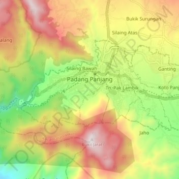 Padang Panjang topographic map, elevation, terrain