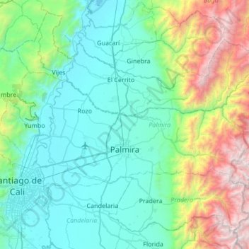 Palmira topographic map, elevation, terrain