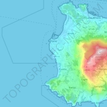 Forio topographic map, elevation, terrain