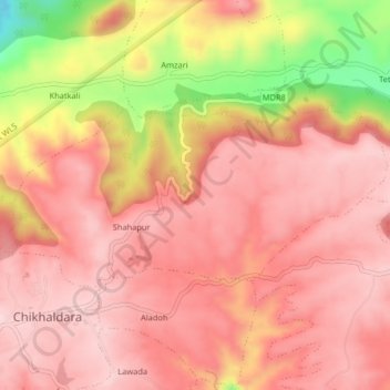 Shahpur topographic map, elevation, terrain