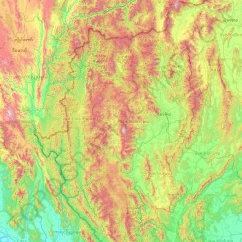 Chiang Mai Province topographic map, elevation, terrain