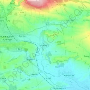 Weinbergen topographic map, elevation, terrain