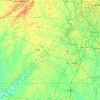 York County topographic map, elevation, terrain