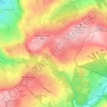 Hedley topographic map, elevation, terrain