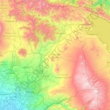 Kotayk Province topographic map, elevation, terrain
