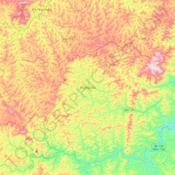Alvinópolis topographic map, elevation, terrain