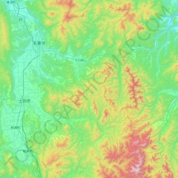 Kamikawa topographic map, elevation, terrain