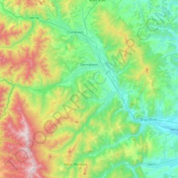 Dărmănești topographic map, elevation, terrain