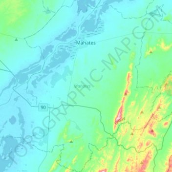 Mahates topographic map, elevation, terrain