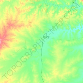 Injune topographic map, elevation, terrain