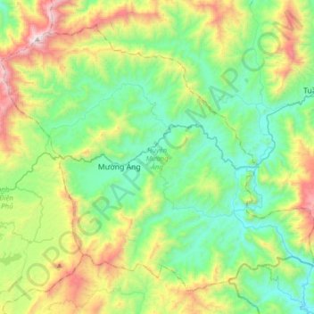 Mường Ảng District topographic map, elevation, terrain