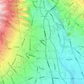 Yoshioka topographic map, elevation, terrain