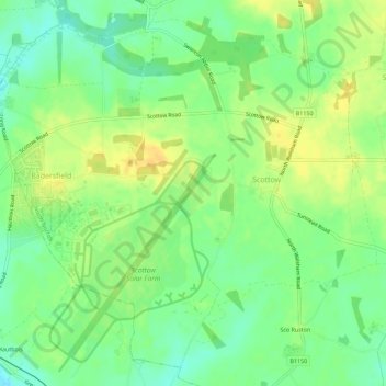 Scottow topographic map, elevation, terrain