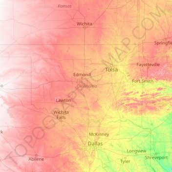 Oklahoma topographic map, elevation, terrain