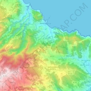 Porto da Cruz topographic map, elevation, terrain
