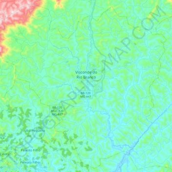 Visconde do Rio Branco topographic map, elevation, terrain