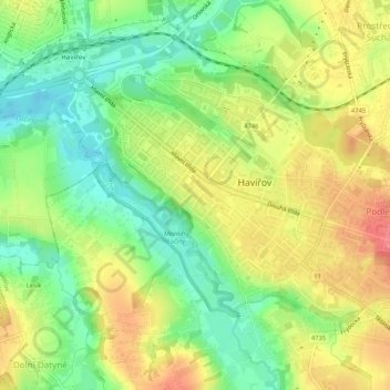 Havířov-město topographic map, elevation, terrain