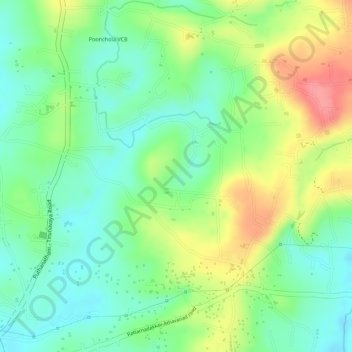 Kurumbathur topographic map, elevation, terrain