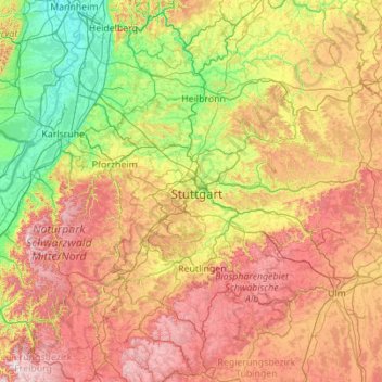 Neckar topographic map, elevation, terrain