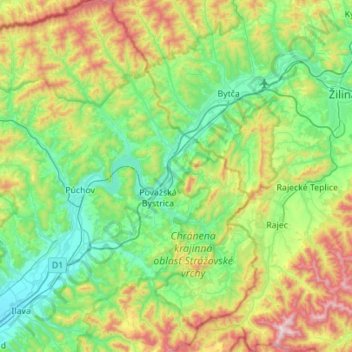 District of Považská Bystrica topographic map, elevation, terrain