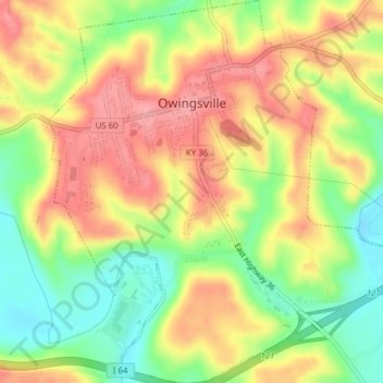 Owingsville topographic map, elevation, terrain