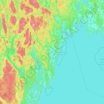 Åmåls kommun topographic map, elevation, terrain