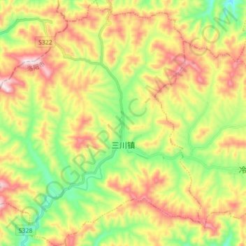 三川镇 topographic map, elevation, terrain